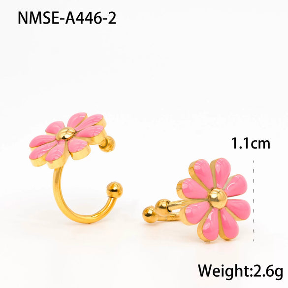 Wholesale Stainless Steel Fashion Flower Style Electroplated Women's Earrings