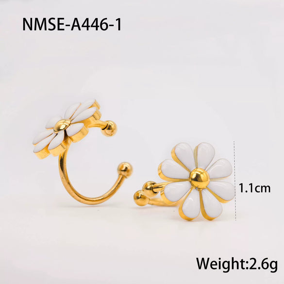 Wholesale Stainless Steel Fashion Flower Style Electroplated Women's Earrings