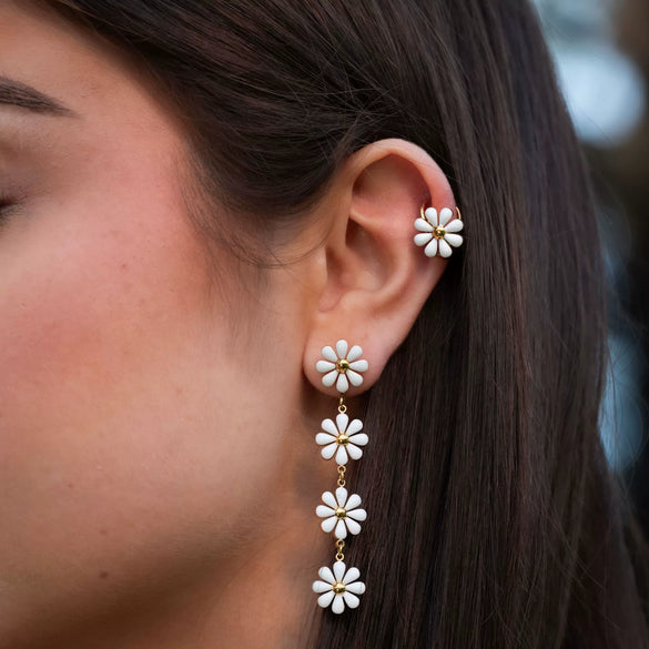 Wholesale Stainless Steel Fashion Flower Style Electroplated Women's Earrings
