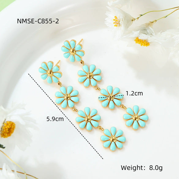Wholesale Stainless Steel Fashion Flower Style Electroplated Women's Earrings
