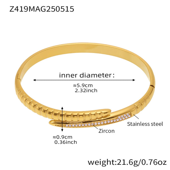 Wholesale 316L Stainless Steel Fashion Geometric Electroplated Open Bracelet Jewelry