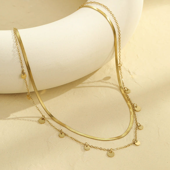 Wholesale Stainless Steel Fashion Geometric Tassel Necklace For Women With Electroplating