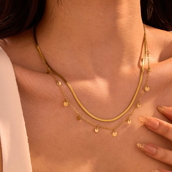 Wholesale Stainless Steel Fashion Geometric Tassel Necklace For Women With Electroplating