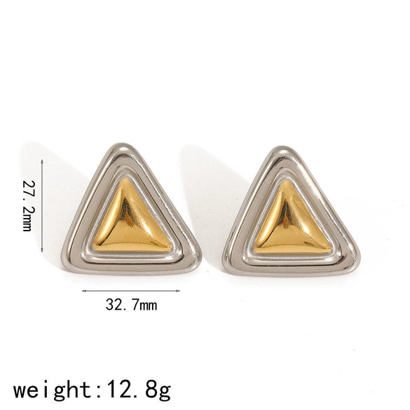 Wholesale Stainless Steel Fashion Geometric Triangle Electroplated Women's Earrings