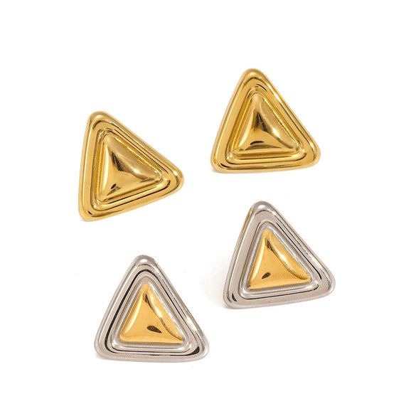 Wholesale Stainless Steel Fashion Geometric Triangle Electroplated Women's Earrings