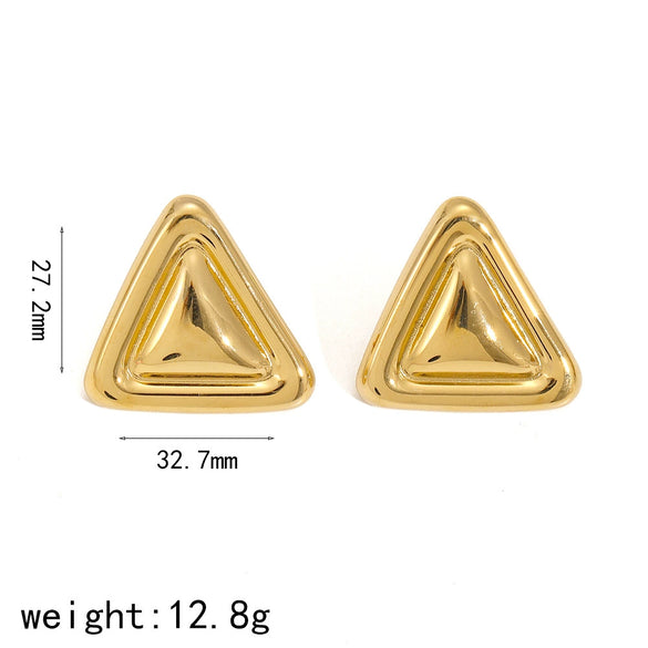 Wholesale Stainless Steel Fashion Geometric Triangle Electroplated Women's Earrings