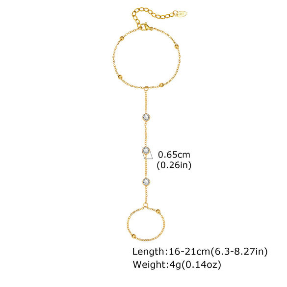 Wholesale Stainless Steel Fashion Hand Support Round Snake Chain Double Layer Overlapping Gold Plated Bracelet For Women