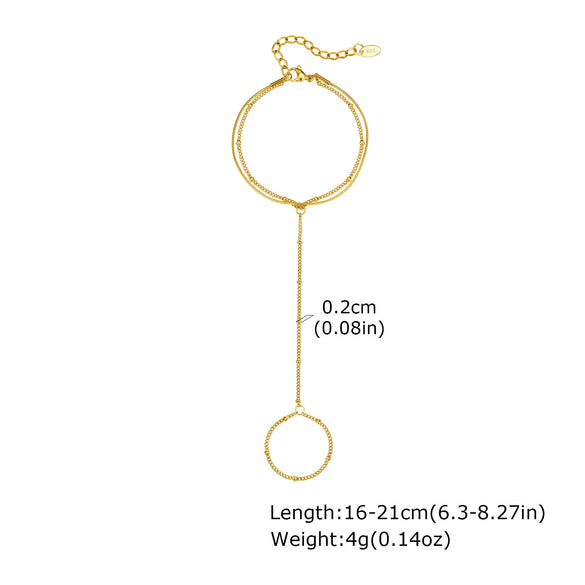 Wholesale Stainless Steel Fashion Hand Support Round Snake Chain Double Layer Overlapping Gold Plated Bracelet For Women