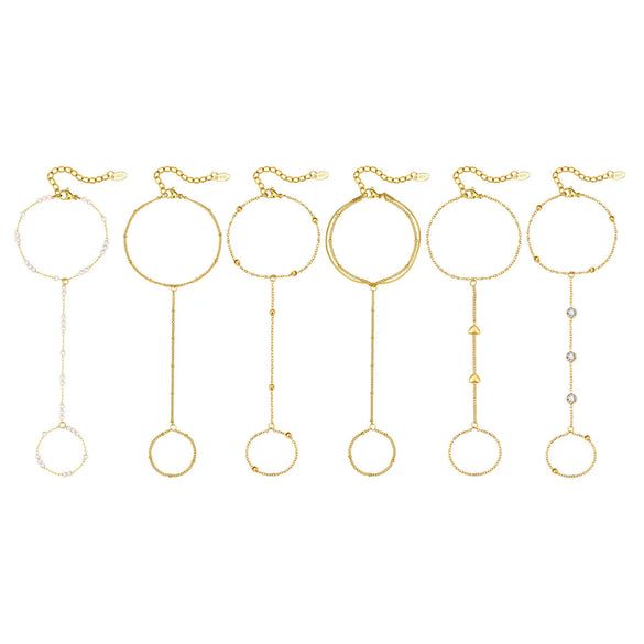 Wholesale Stainless Steel Fashion Hand Support Round Snake Chain Double Layer Overlapping Gold Plated Bracelet For Women