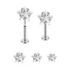 Wholesale Stainless Steel Fashion Heart Shaped Electroplated Opal And Zircon Tshaped Pin Earrings For Unisex