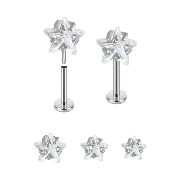 Wholesale Stainless Steel Fashion Heart Shaped Electroplated Opal And Zircon Tshaped Pin Earrings For Unisex