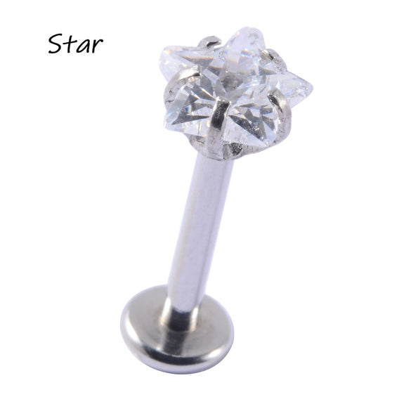 Wholesale Stainless Steel Fashion Heart Shaped Electroplated Opal And Zircon Tshaped Pin Earrings For Unisex