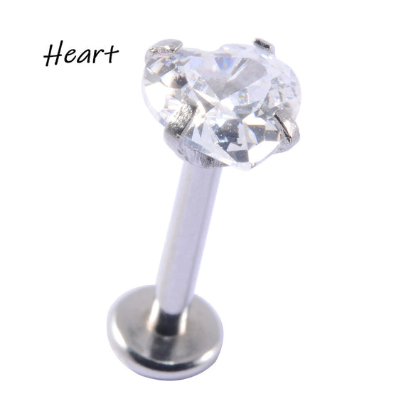 Wholesale Stainless Steel Fashion Heart Shaped Electroplated Opal And Zircon Tshaped Pin Earrings For Unisex