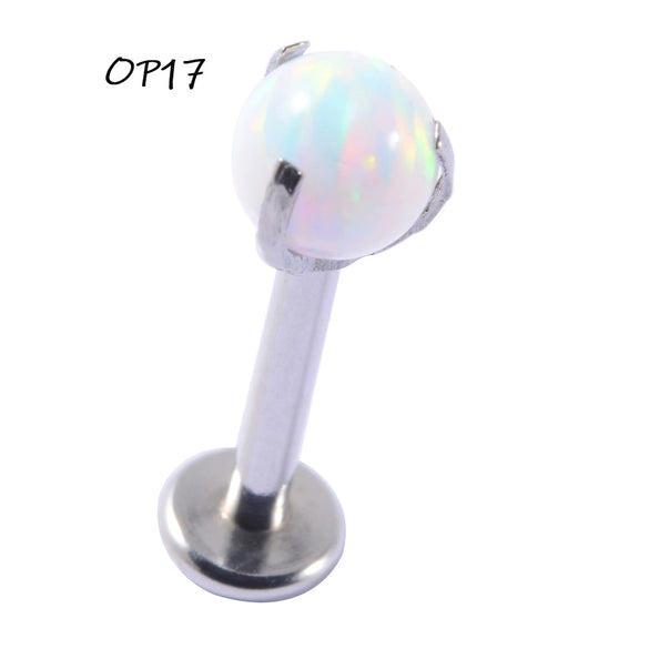 Wholesale Stainless Steel Fashion Heart Shaped Electroplated Opal And Zircon Tshaped Pin Earrings For Unisex
