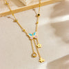 Wholesale Stainless Steel Fashion Insect Shaped Drop Pendant Collarbone Necklace With Electroplating And O Word Chain