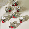 Wholesale 316L Stainless Steel Fashion Jewelry Ring With Oil Drop Zircon Daisy Ladybug Fruit Geometric Animal Zodiac Design And Electroplating Processing