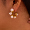 Wholesale Stainless Steel Fashion Luxury Niche Design Ushaped Geometric Imitation Pearl Earrings With Electroplating