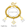 Wholesale Stainless Steel Fashion Retro Gold Plated Flower Moon Star Turquoise Accessories Pendant Chain Bracelet For Women