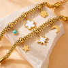 Wholesale Stainless Steel Fashion Retro Gold Plated Flower Moon Star Turquoise Accessories Pendant Chain Bracelet For Women