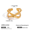 Wholesale Stainless Steel Fashion Ring With Geometric Hammer Pattern Hollow Design Adjustable Opening Electroplating Finish