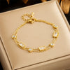 Wholesale Stainless Steel Fashion Simple Niche Diamondencrusted Square Love Double Layer Stacked Electroplated Women's Jewelry Bracelet