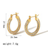 Wholesale Stainless Steel Fashion Unisex Ushaped Twisted Diamondembedded Earrings