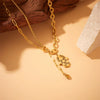 Wholesale Stainless Steel Fatima's Eye Pendant Chain Necklace Retro Style Goldplated