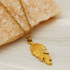 Wholesale Stainless Steel Feather Cross Chain Necklace With Real Gold Plating Ins Style Geometric Unisex