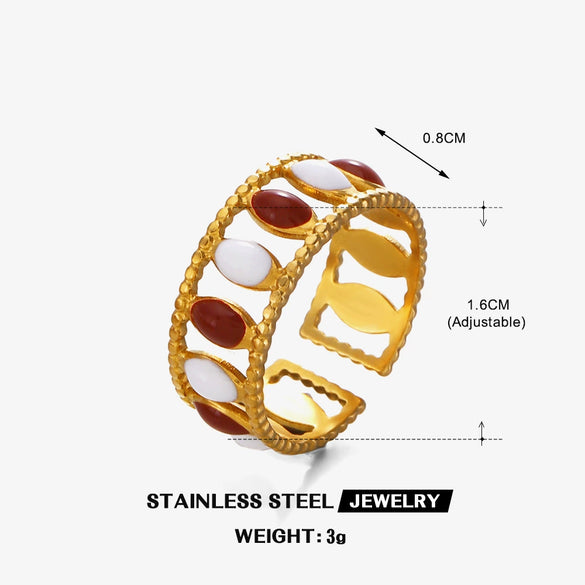 Wholesale Stainless Steel Female Geometric Oval Hiphop Ring With Oil Dripping And Electroplating