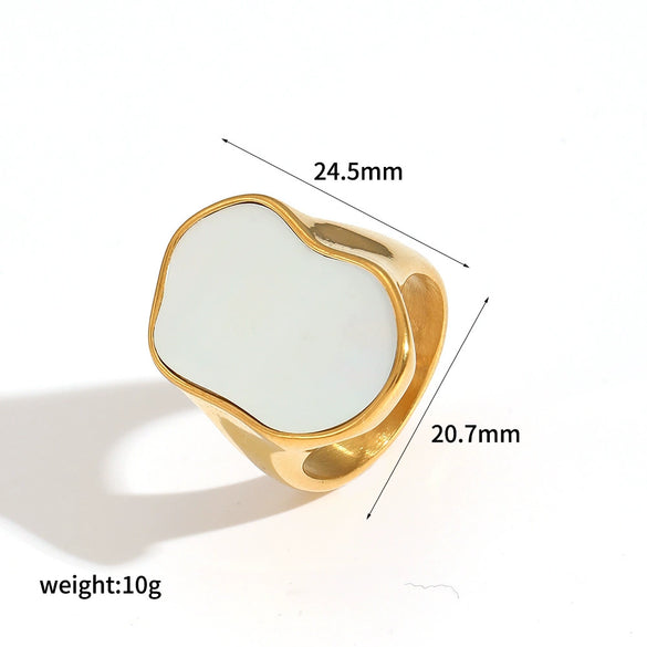 Wholesale Stainless Steel Female Geometric Style Ring And Bracelet With Imitation Pearl And 18K Goldplated Electroplating