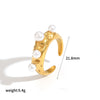 Wholesale Stainless Steel Female Geometric Style Ring And Bracelet With Imitation Pearl And 18K Goldplated Electroplating