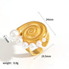 Wholesale Stainless Steel Female Geometric Style Ring And Bracelet With Imitation Pearl And 18K Goldplated Electroplating