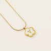 Wholesale 316L Stainless Steel Five Leaf Clover Letter Pendant Necklace With Electroplating Fashion Jewelry For Women