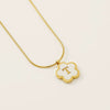 Wholesale 316L Stainless Steel Five Leaf Clover Letter Pendant Necklace With Electroplating Fashion Jewelry For Women