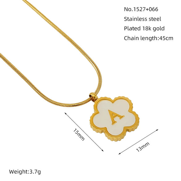 Wholesale 316L Stainless Steel Five Leaf Clover Letter Pendant Necklace With Electroplating Fashion Jewelry For Women