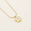 Wholesale 316L Stainless Steel Five Leaf Clover Letter Pendant Necklace With Electroplating Fashion Jewelry For Women