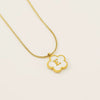 Wholesale 316L Stainless Steel Five Leaf Clover Letter Pendant Necklace With Electroplating Fashion Jewelry For Women