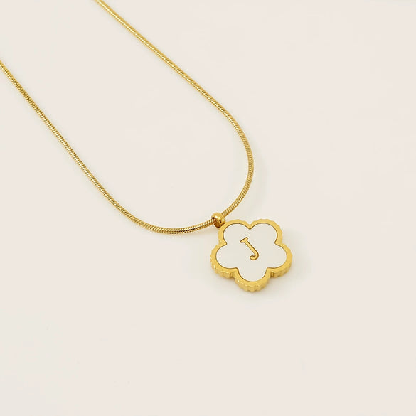 Wholesale 316L Stainless Steel Five Leaf Clover Letter Pendant Necklace With Electroplating Fashion Jewelry For Women