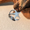 Wholesale Stainless Steel Fivepointed Star And Heart Shape Ring Electroplated Unisex Opening Adjustable Light Luxury Advanced Sense Niche Allmatch