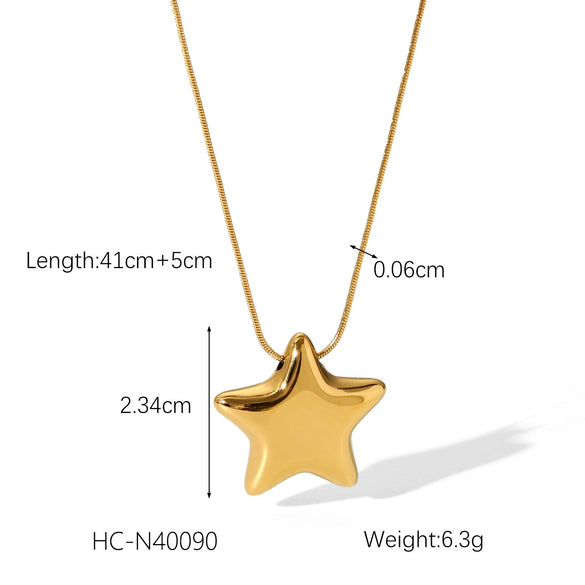 Wholesale Stainless Steel Fivepointed Star Earrings And Pendant Necklace With Electroplating For Women