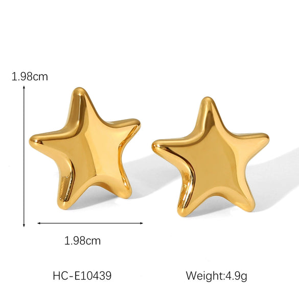Wholesale Stainless Steel Fivepointed Star Earrings And Pendant Necklace With Electroplating For Women