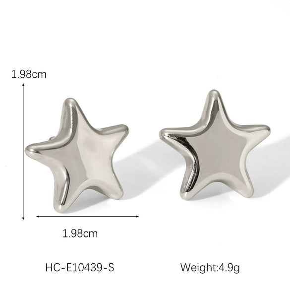 Wholesale Stainless Steel Fivepointed Star Earrings And Pendant Necklace With Electroplating For Women