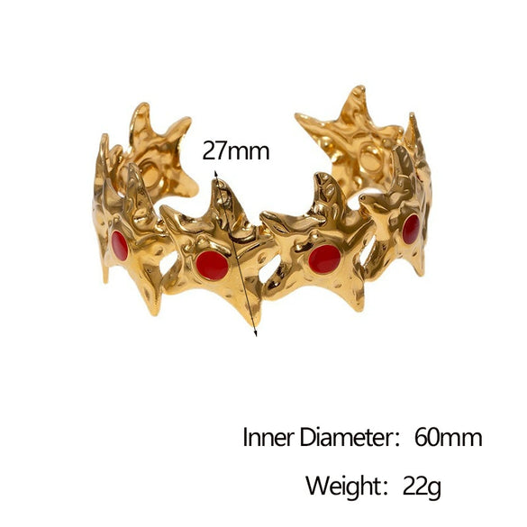 Wholesale Stainless Steel Fivepointed Star Open Bracelet Electroplated Jewelry For Women