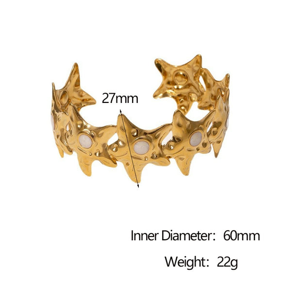 Wholesale Stainless Steel Fivepointed Star Open Bracelet Electroplated Jewelry For Women