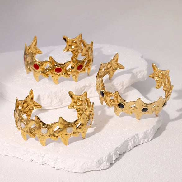 Wholesale Stainless Steel Fivepointed Star Open Bracelet Electroplated Jewelry For Women