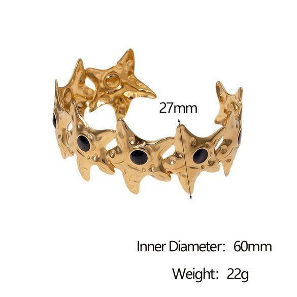 Wholesale Stainless Steel Fivepointed Star Open Bracelet Electroplated Jewelry For Women