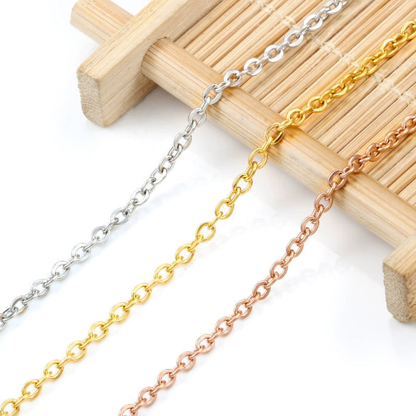 Wholesale Stainless Steel Flat Cross Chain Jewelry For Men And Women Electroplated Bracelet Necklace Diy Chain