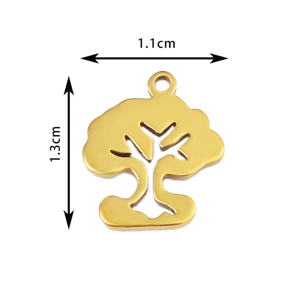 Wholesale Stainless Steel Floral Jewelry Accessories Pendant With Electroplating Hollow Rose Four Leaf Clover Tree Leaves Design