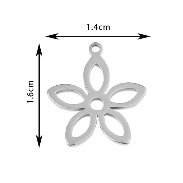 Wholesale Stainless Steel Floral Jewelry Accessories Pendant With Electroplating Hollow Rose Four Leaf Clover Tree Leaves Design