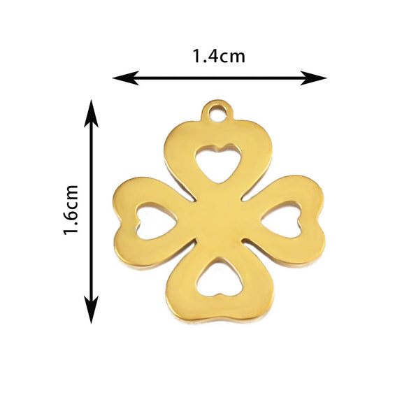 Wholesale Stainless Steel Floral Jewelry Accessories Pendant With Electroplating Hollow Rose Four Leaf Clover Tree Leaves Design
